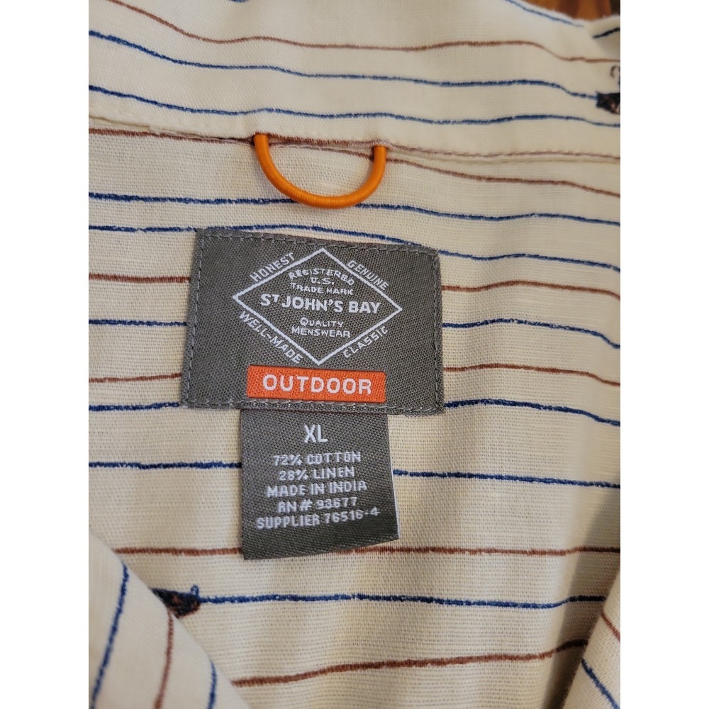 St Johns Bay Mens XL Fishing Lure Button Up Linen Cotton Blend Vacation Casual - Picture 4 of 10